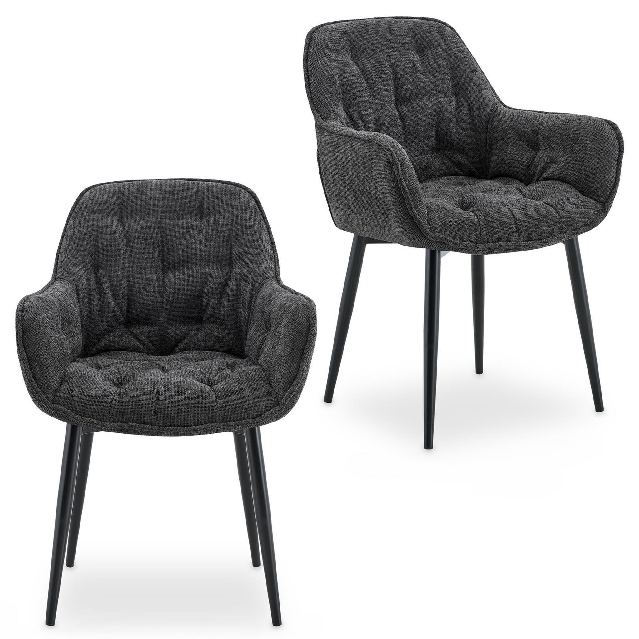 Voir la diapositive 1 : IDIMEX Lot de 2 chaises ARDEN de salle à manger en tissu