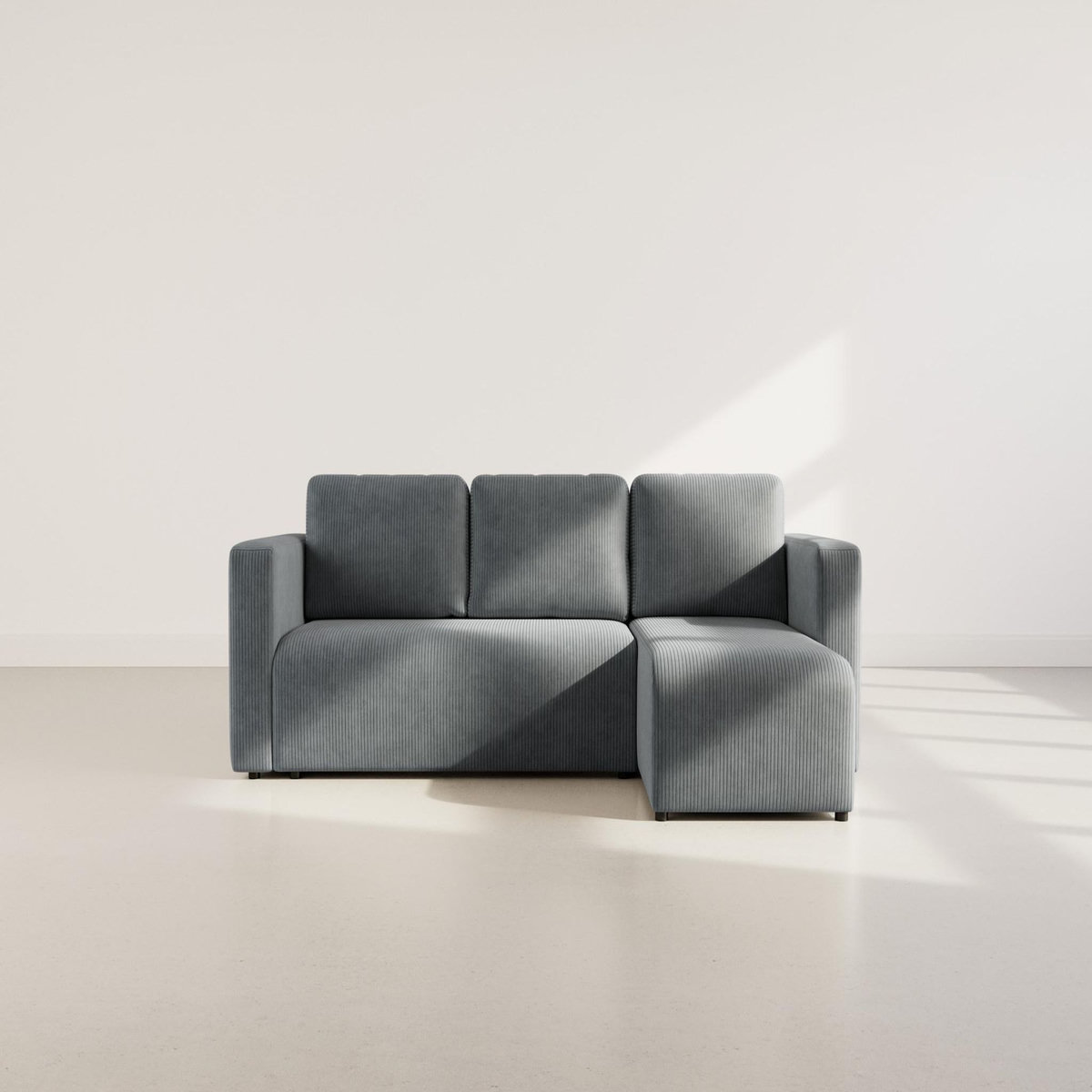 BEST MOBILIER Canopy - canapé d'angle réversible 4 places convertible avec coffre en velours côtelé