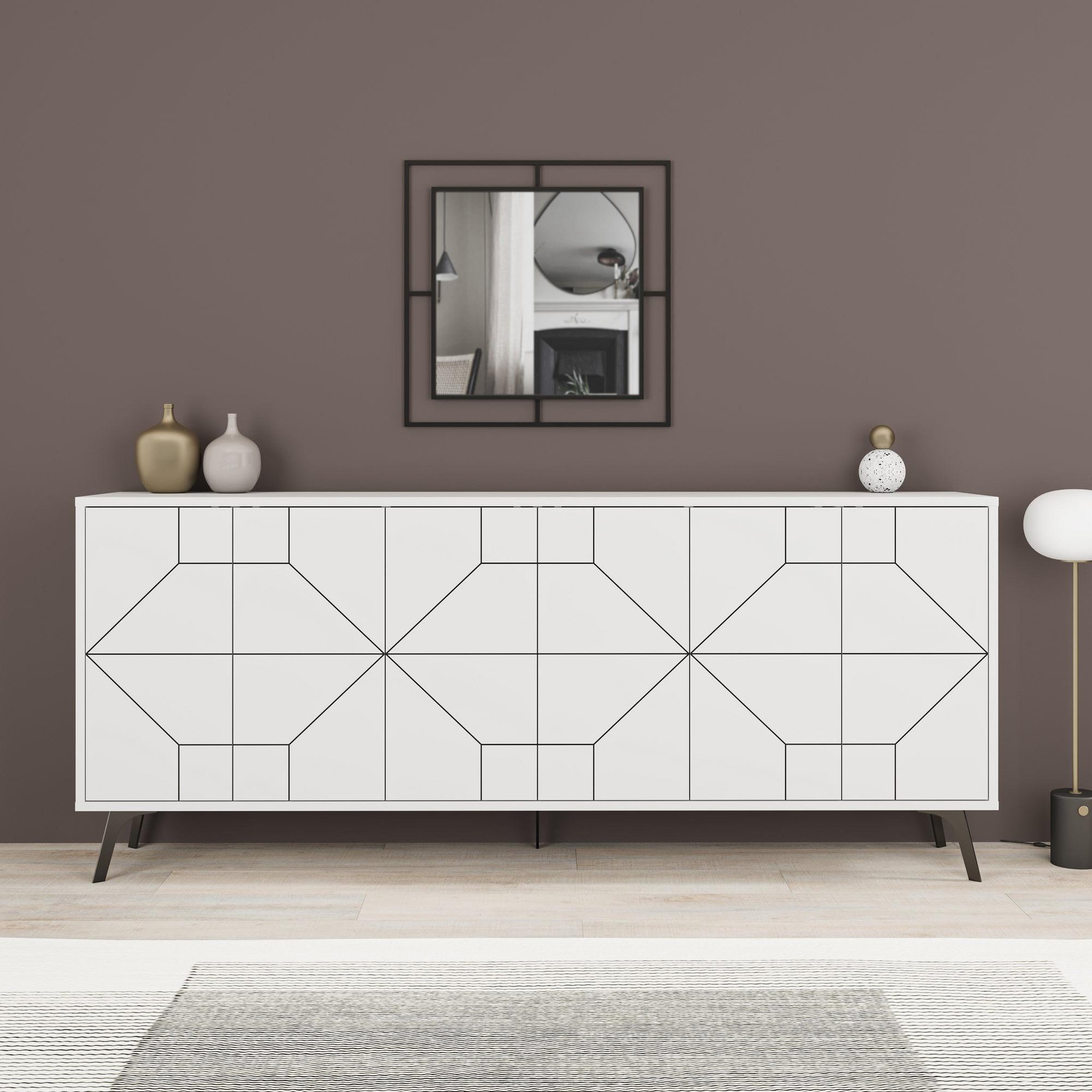 Voir la diapositive 2 : Habitat et Jardin Buffet en bois  dune  - 184 x 35 x 77 cm - blanc