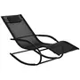 OUTSUNNY Chaise longue à bascule - rocking chair design - tétière, accoudoirs, assise dossier ergonomique - métal époxy textilène noir