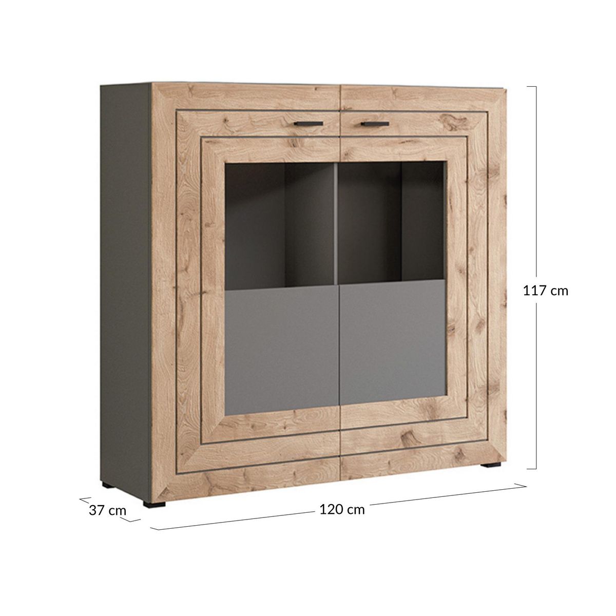 BEST MOBILIER Wexford - buffet haut - gris et effet bois - 120 cm