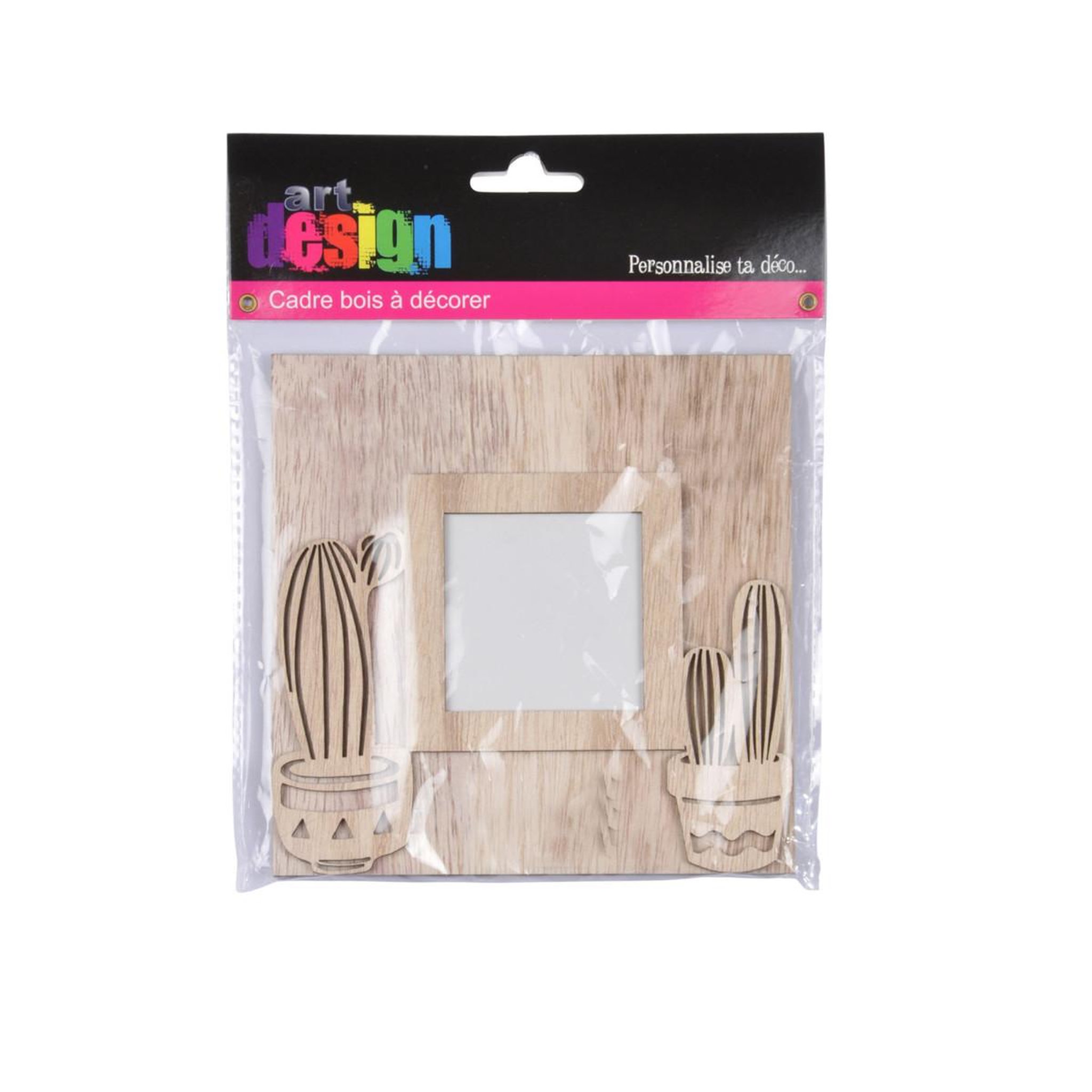 Voir la diapositive 2 : HOMEA Cadre en Bois  Cactus  14x14cm Naturel