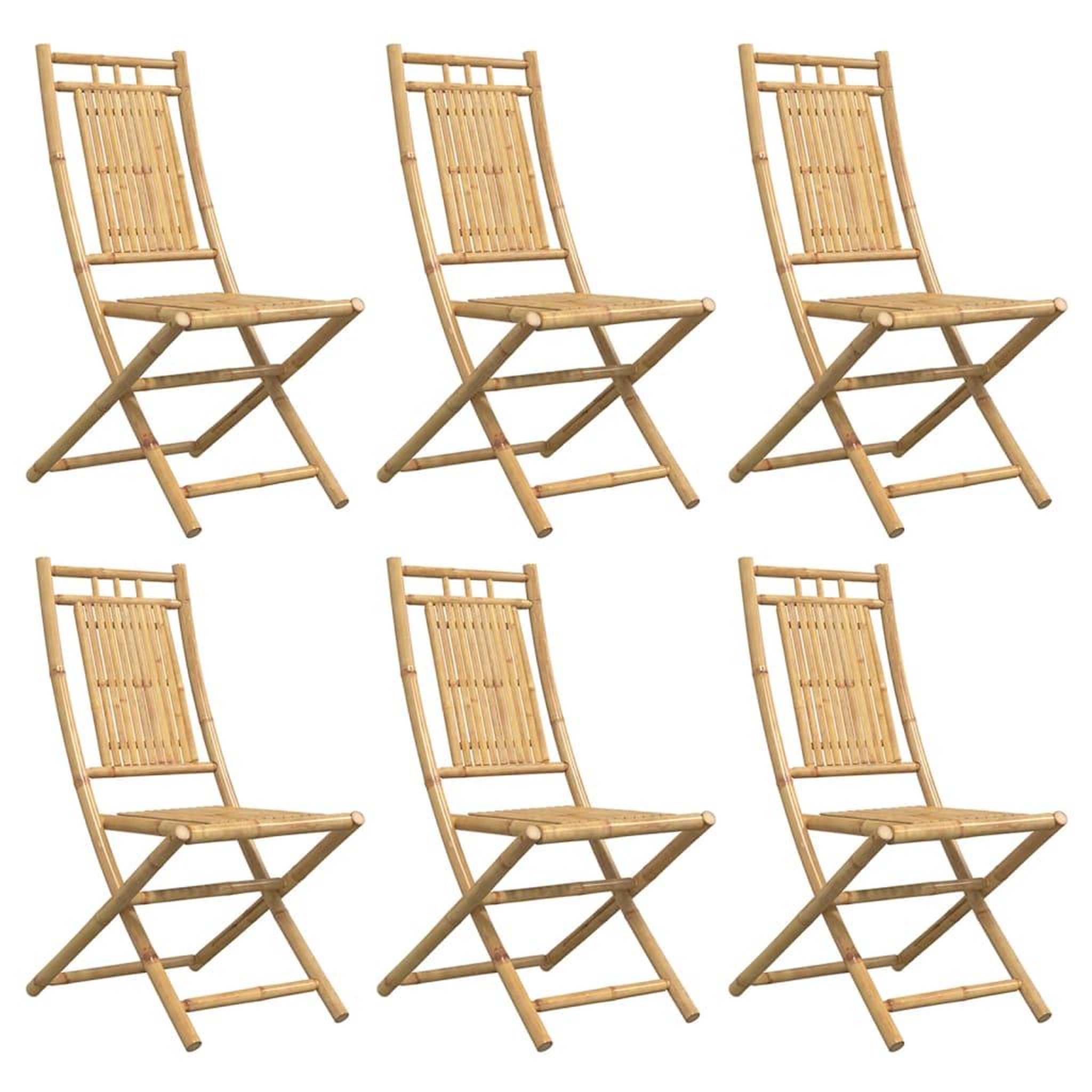 Voir la diapositive 4 : VIDAXL Chaises pliables de jardin lot de 6 46x66x99 cm bambou