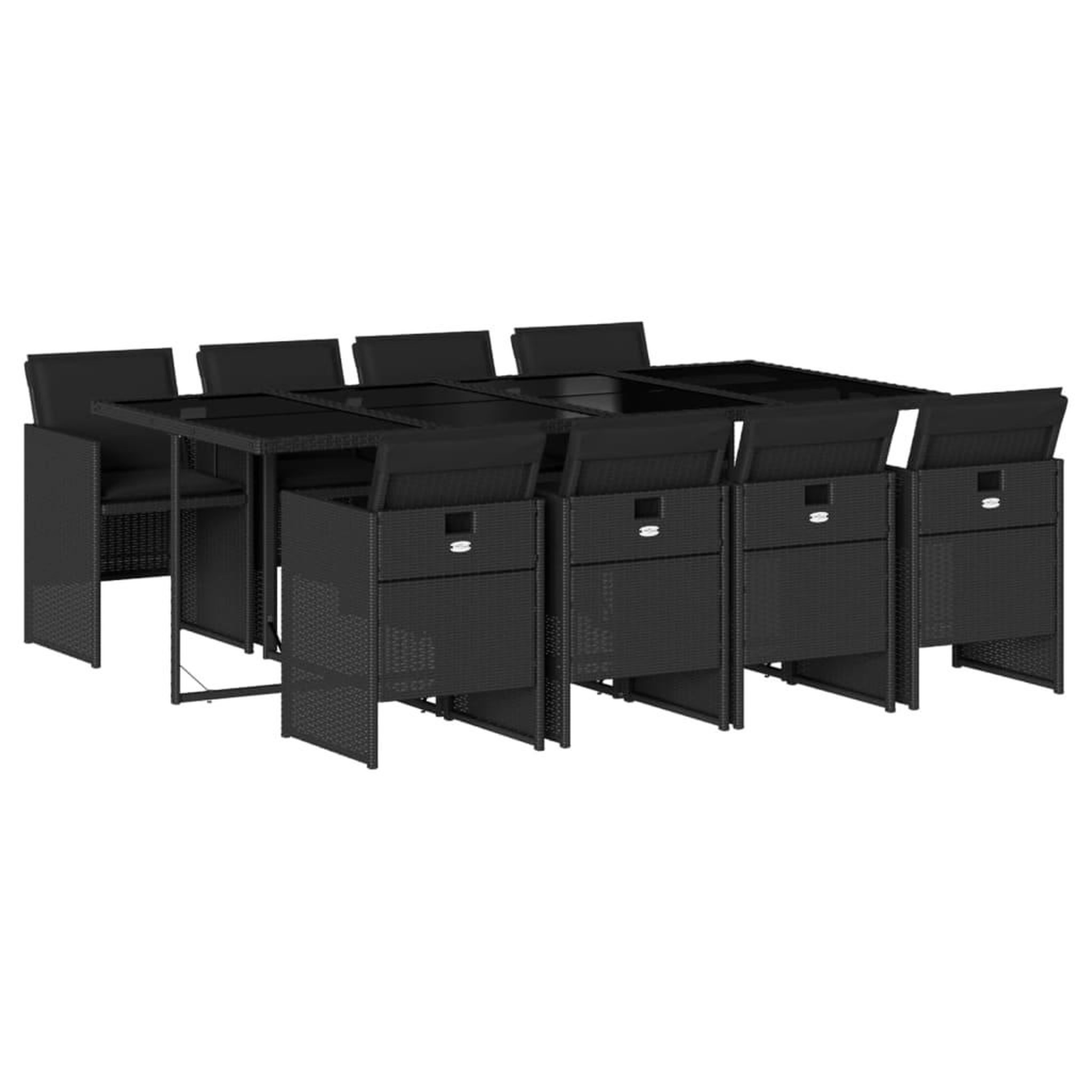 Voir la diapositive 2 : VIDAXL Ensemble a manger de jardin 9pcs coussins noir resine tressee