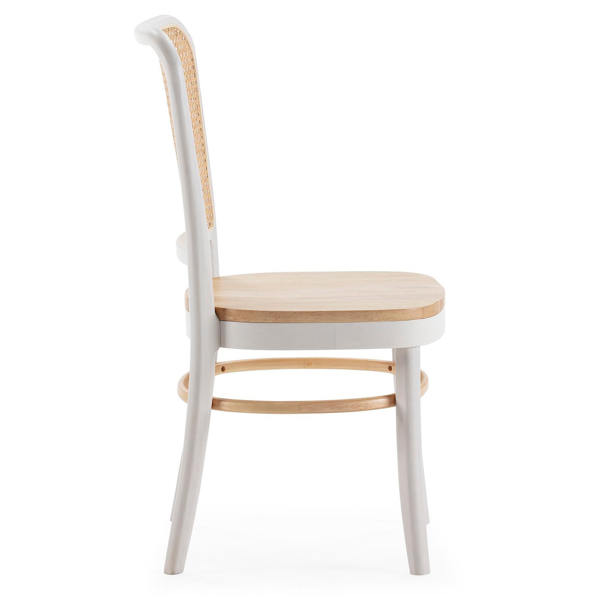 Voir la diapositive 4 : VS VENTA-STOCK Pack de 2 chaises Vesta Couleur Blanc/chêne, Bois Massif et Rotin naturel