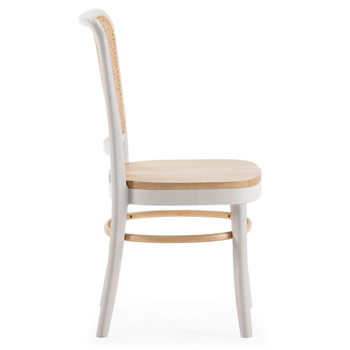 VS VENTA-STOCK Pack de 2 chaises Vesta Couleur Blanc/chêne, Bois Massif et Rotin naturel