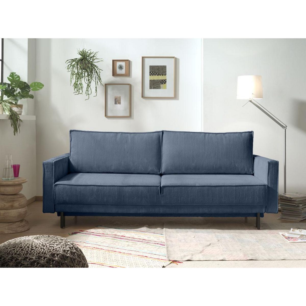 LISA DESIGN Charlie - canapé 3 places convertible avec coffre - en velours côtelé