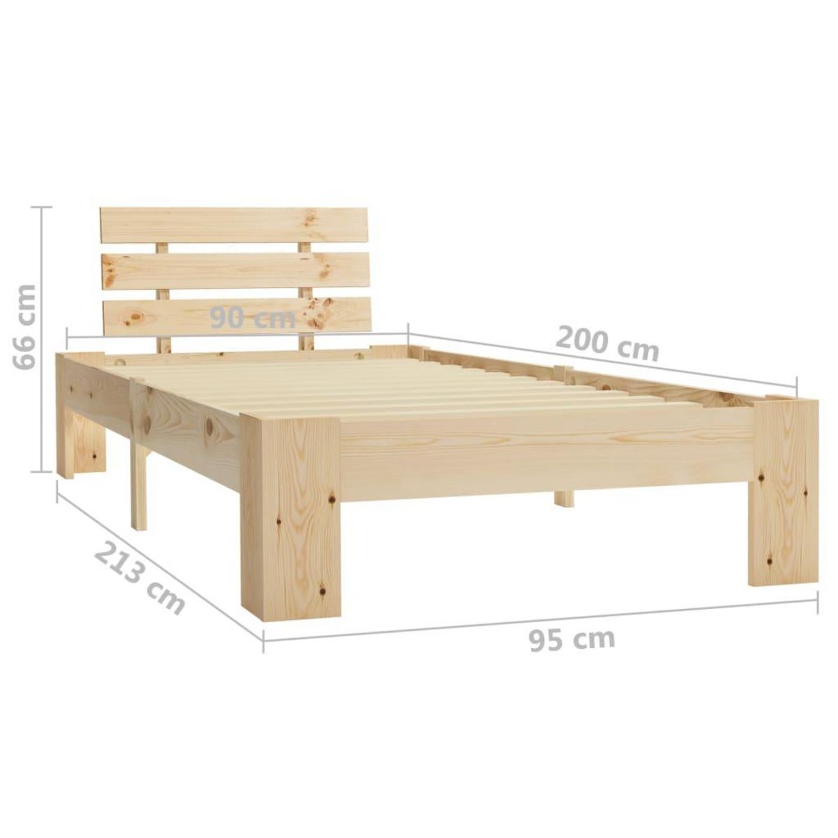 VIDAXL Cadre de lit sans matelas bois de pin massif 90x200 cm