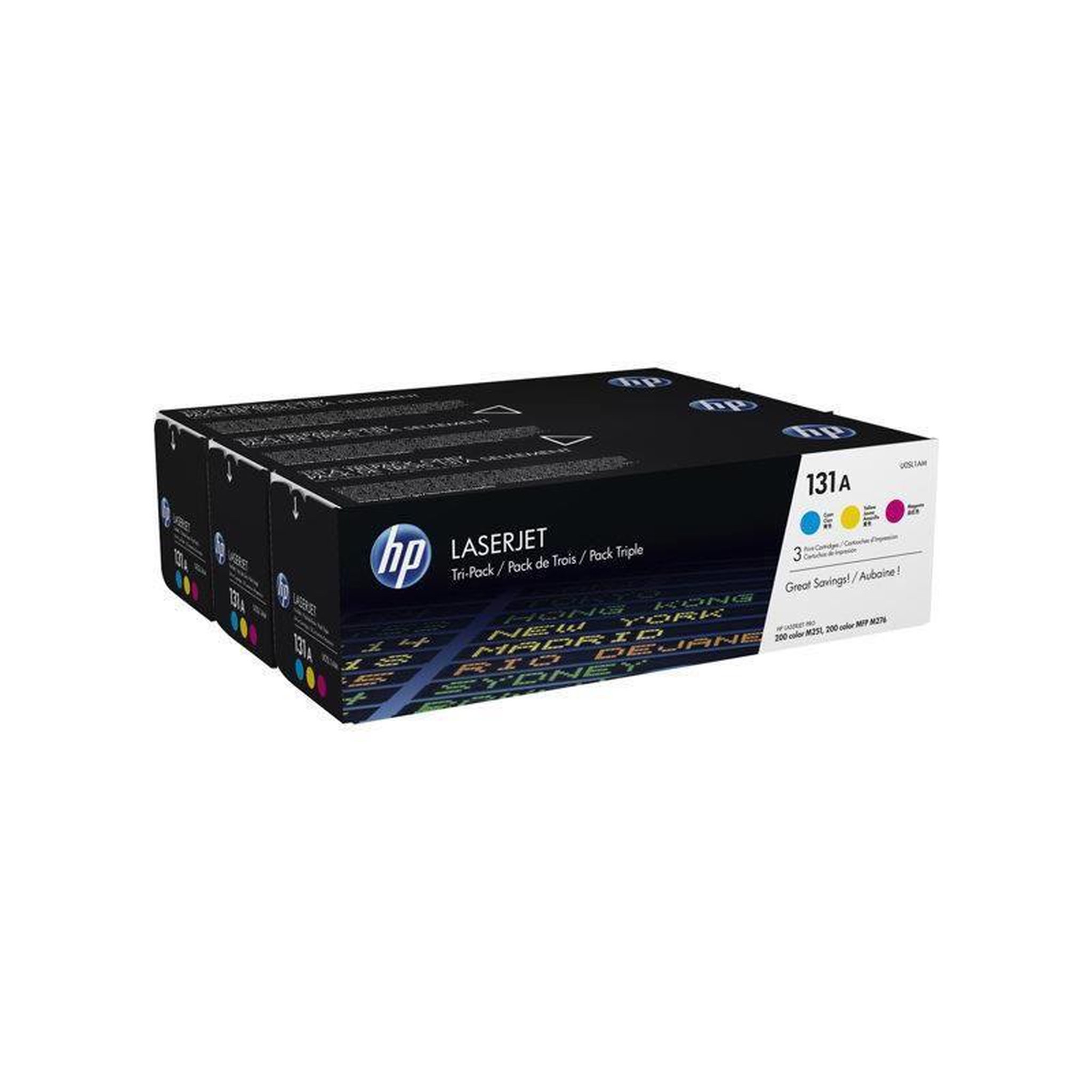 HP HP 131A Pack de cartouches de toner trois couleurs LaserJet authentiques U0SL1AM pour HP LaserJet Pro 200 Color M251/M276