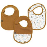 DOMIVA Lot x3 bavoirs - DOMIVA - 6-12 mois - Gaze de coton - Caramel imprimé au fil de l'eau