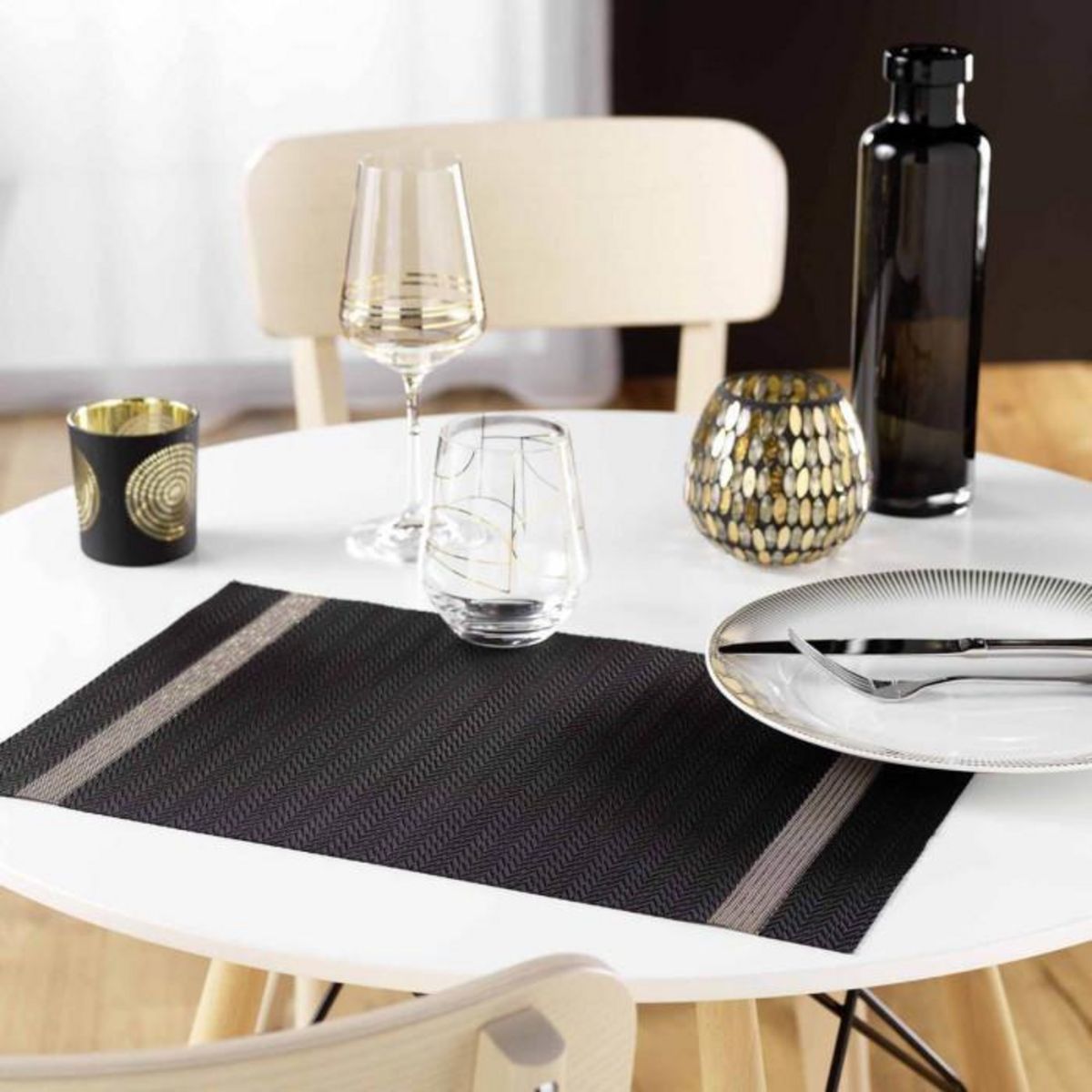 Paris Prix Set de Table Imprimé  Goldira  30x45cm Noir & Or