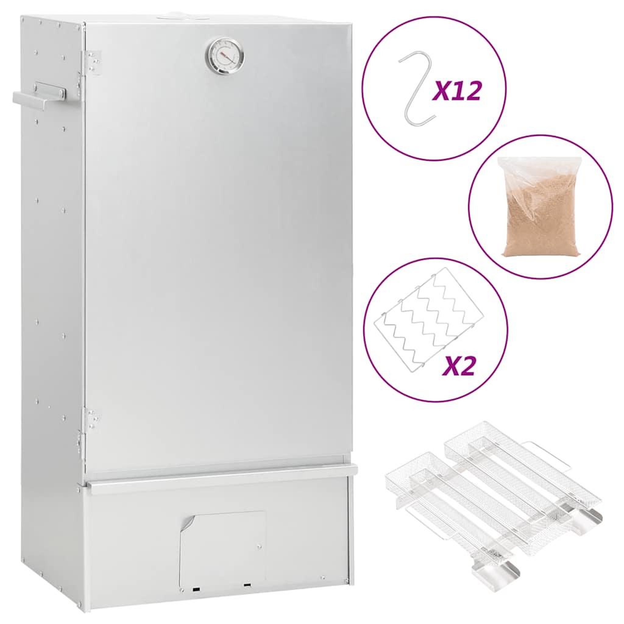 VIDAXL Fumoir a four a BBQ generateur de fumee froide acier galvanise