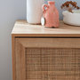 Voir la diapositive 3 : SWEEEK Meuble de rangement en cannage 80x39x65.8cm  Bohème - Naturel -  2 niveaux - 1 porte -  pieds scandinaves. buffet bas