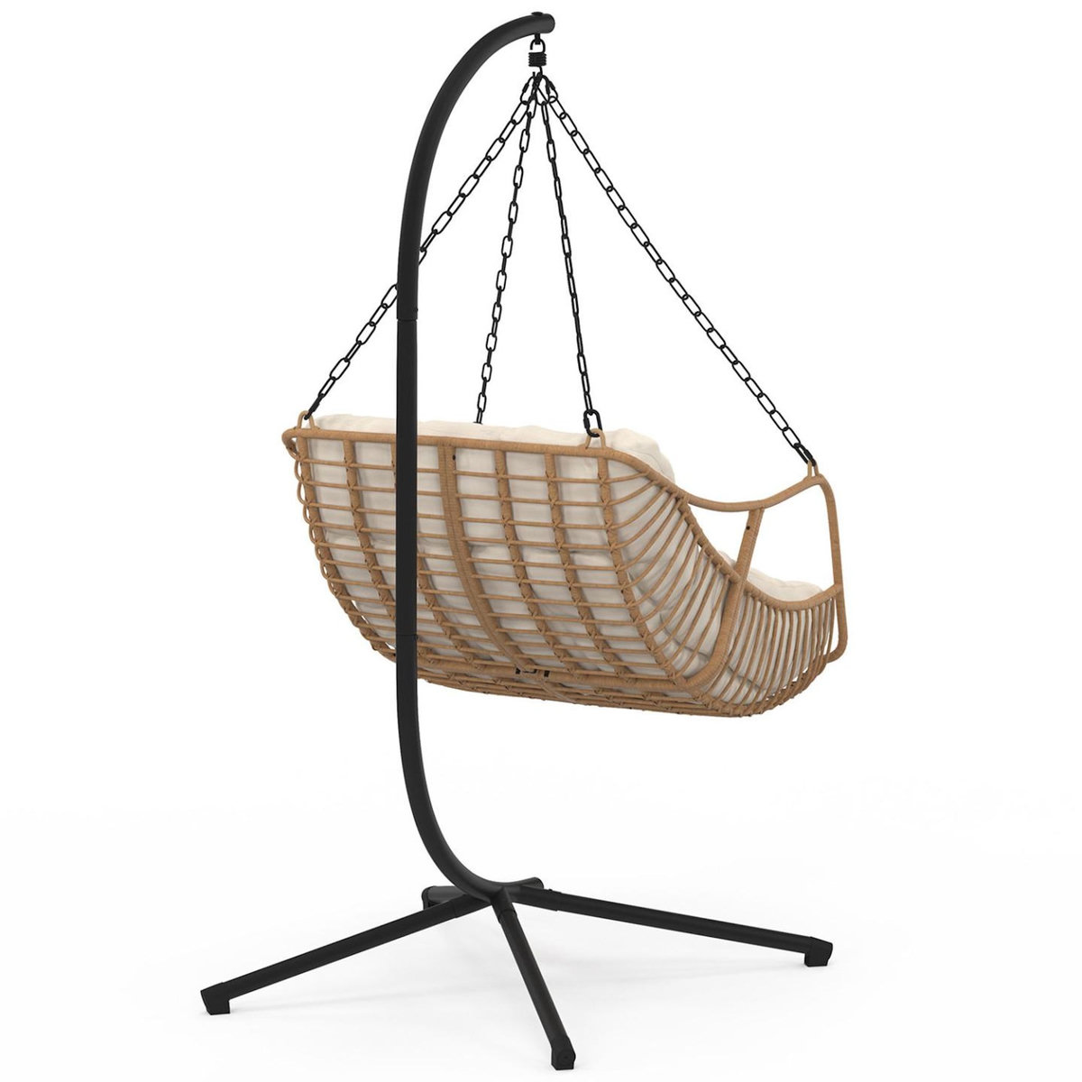 ID MARKET Fauteuil suspendu relax LOA ajouré effet rotin avec coussin écru