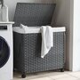 Voir la diapositive 1 : VIDAXL Panier a linge avec roulettes gris 60x35x60,5 cm resine tressee