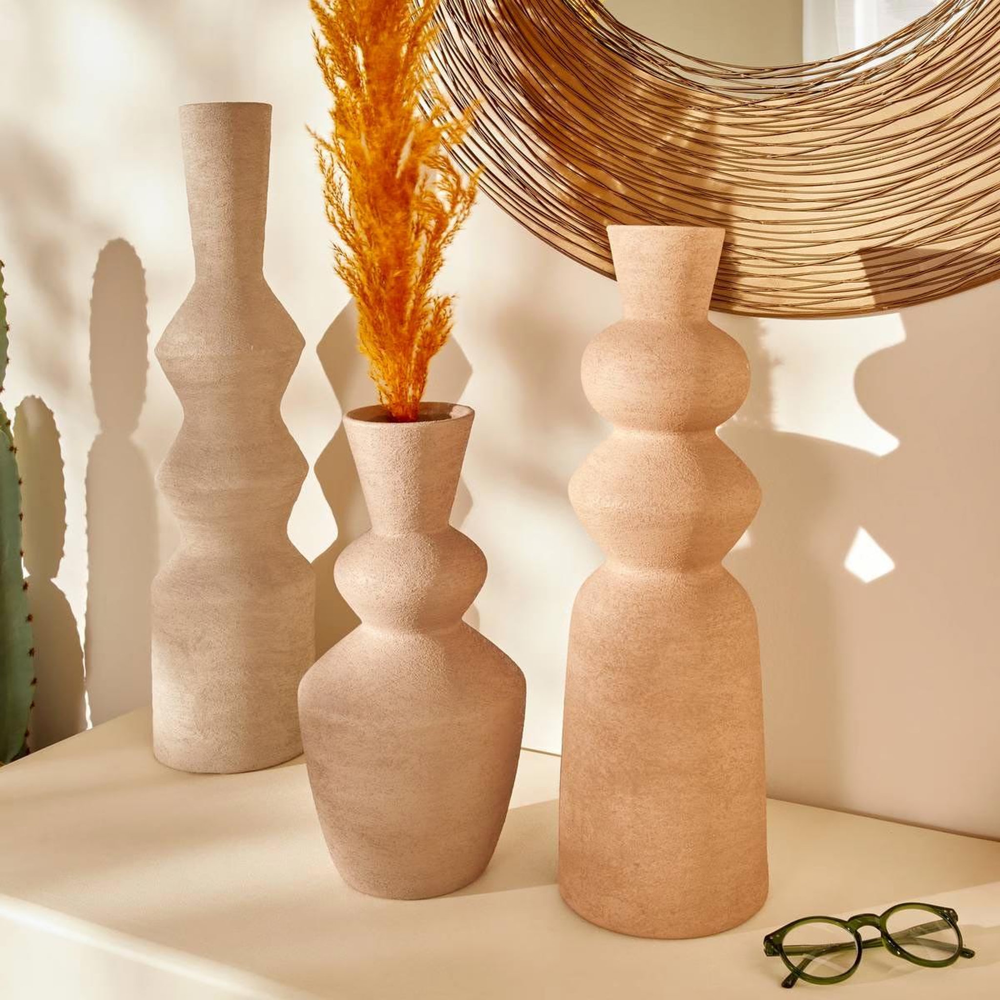 Voir la diapositive 3 : ATMOSPHERA Vase déco en céramique  ezia  60cm crème