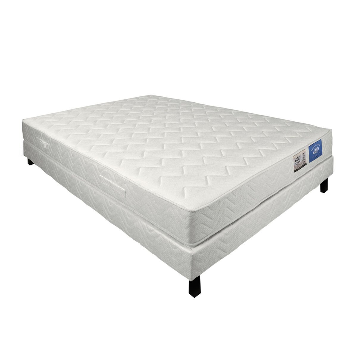 BELLE LITERIE BENOIST 140x190 cm - Matelas latex PERCE NEIGE + sommier tapissier FEROE + 4 pieds