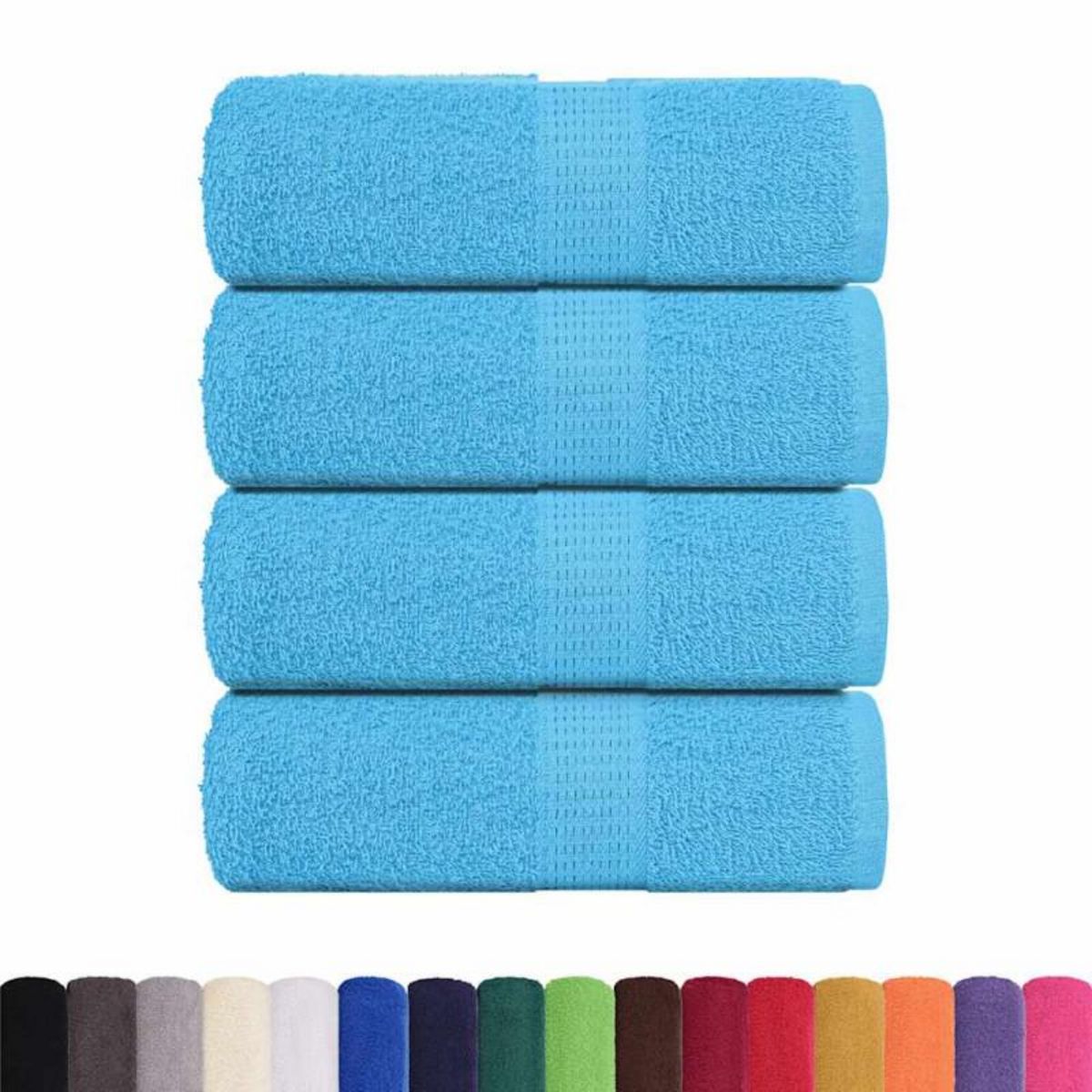 VIDAXL Serviettes d invité 4 pcs turquoise 30x50cm 360 g m² 100% coton