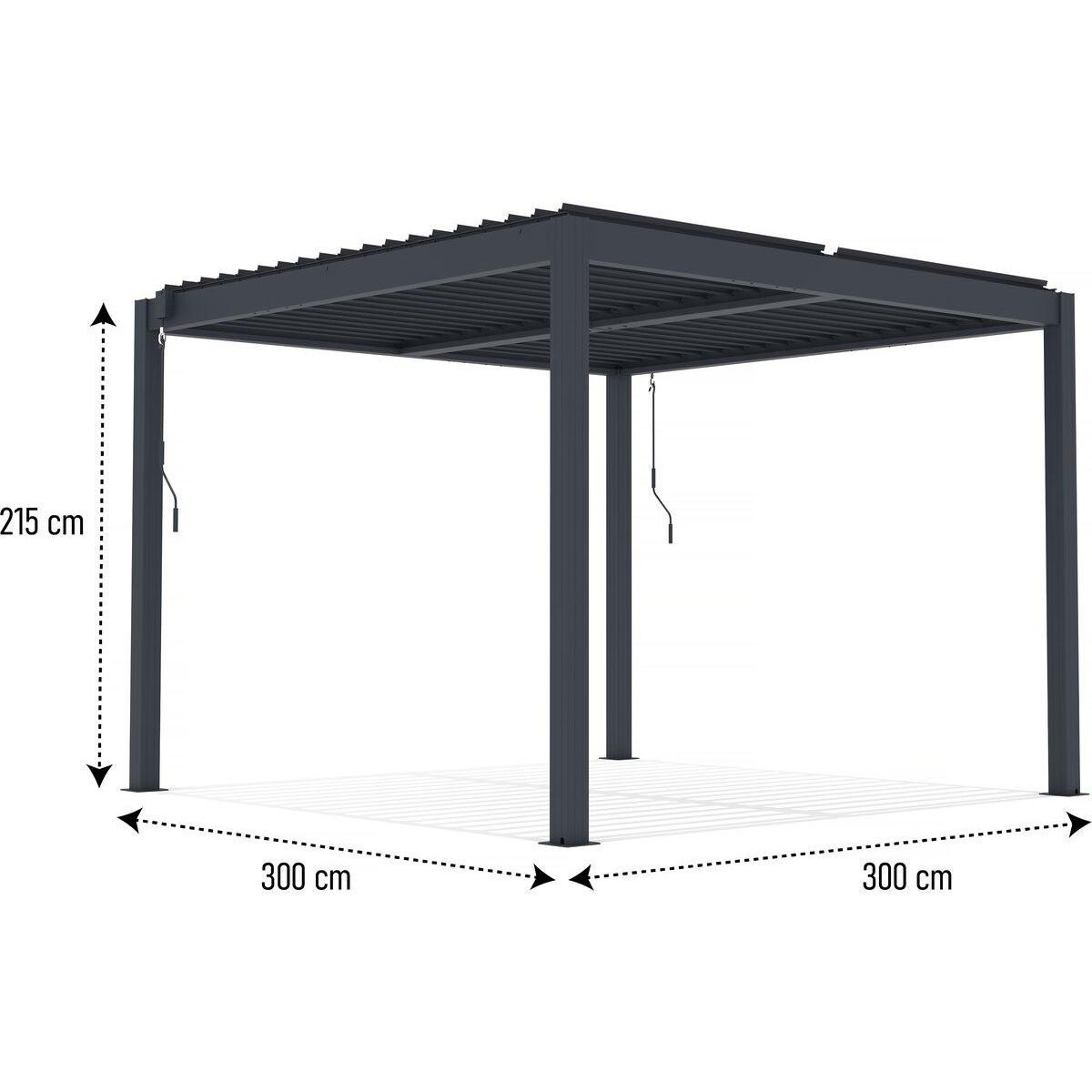 Habitat et Jardin Pergola bioclimatique avec led en aluminium  Windsor premium  3 x 3 - Gris