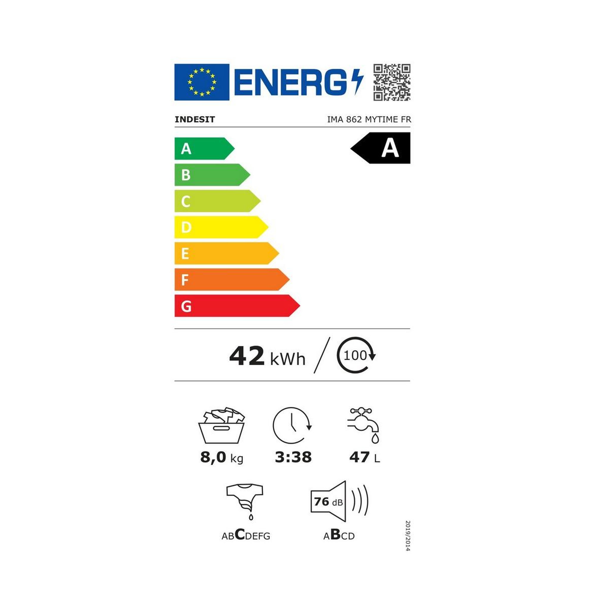 Voir la diapositive 2 : Indesit Lave-linge frontal 8 kg 1200 tours/min - ima862mytimefr
