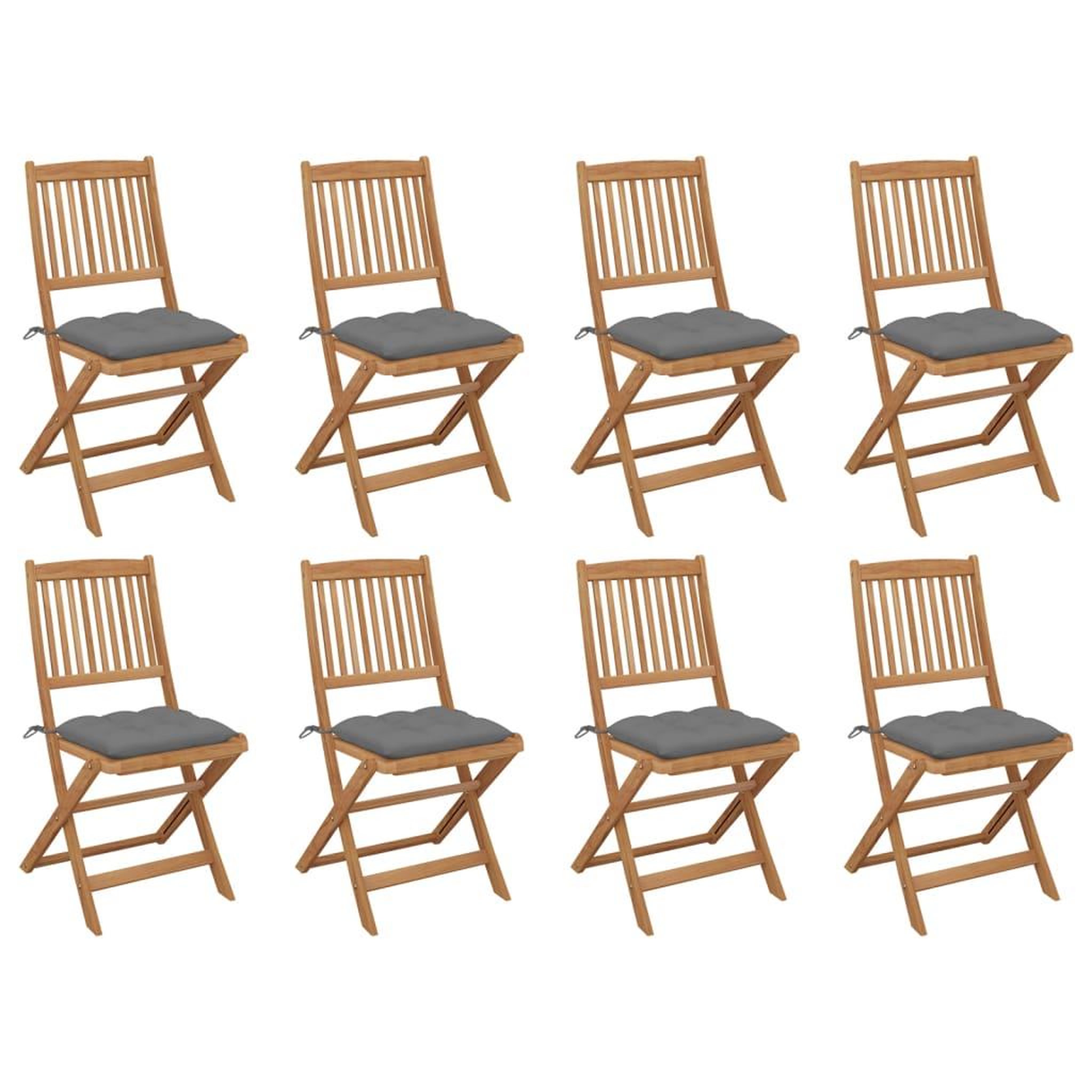 Voir la diapositive 1 : VIDAXL Chaises pliables d'exterieur et coussins lot de 8 Bois d'acacia