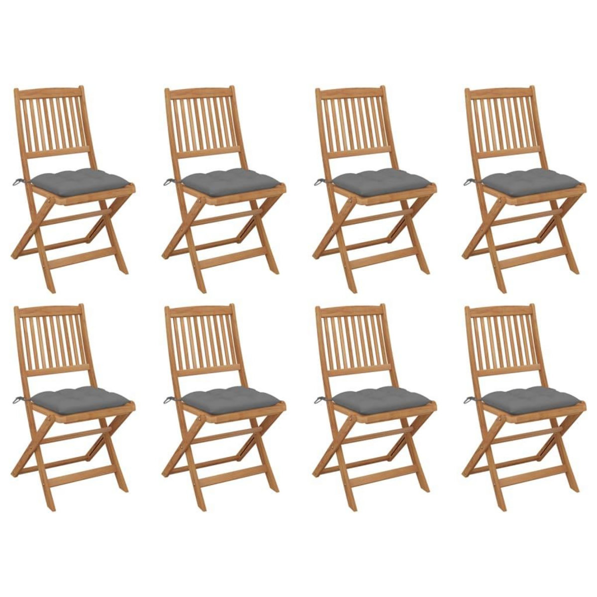 VIDAXL Chaises pliables d'exterieur et coussins lot de 8 Bois d'acacia