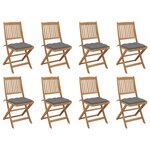 VIDAXL Chaises pliables d'exterieur et coussins lot de 8 Bois d'acacia