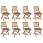 Voir la diapositive 1 : VIDAXL Chaises pliables d'exterieur et coussins lot de 8 Bois d'acacia