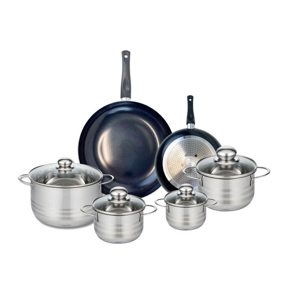 ELO Ensemble de 2 Poêles de cuisson 20 et 28 cm et 4 faitouts 12, 14, 16 et 20 cm Elo Prima Brillant