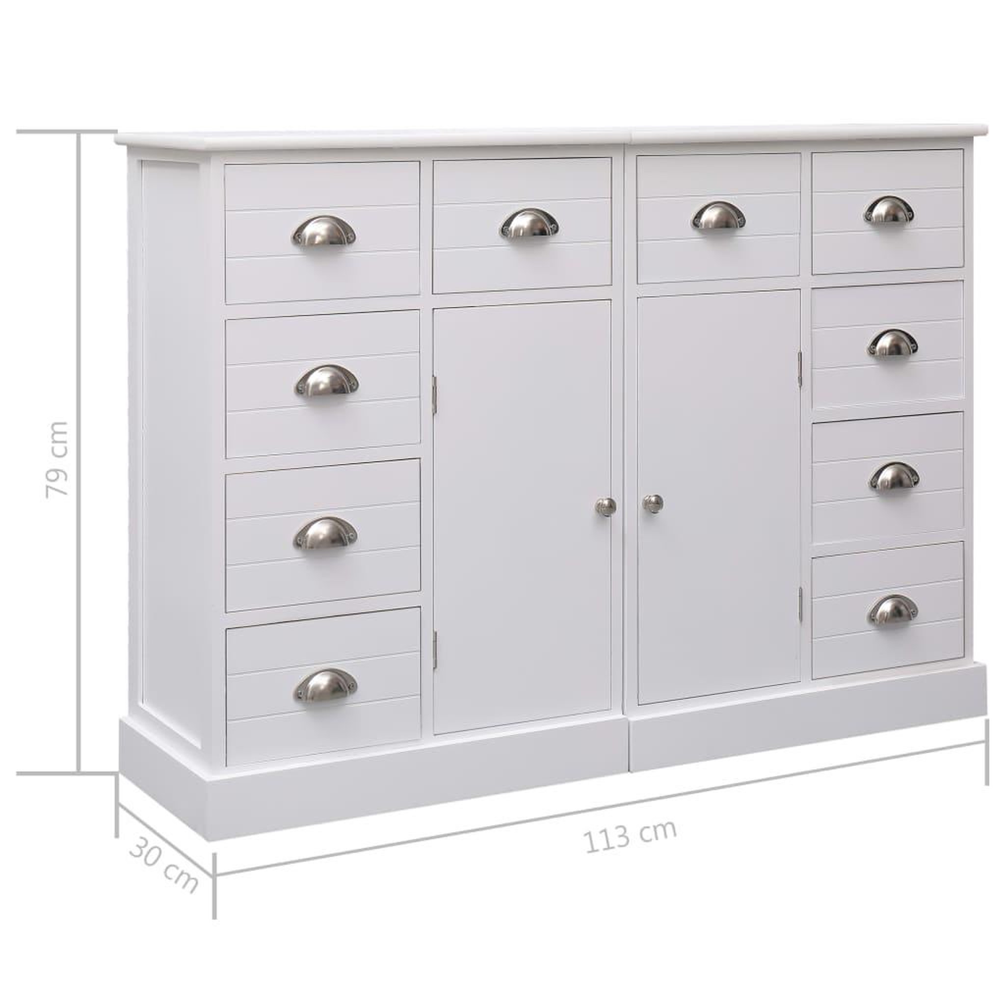 Voir la diapositive 6 : VIDAXL Buffet avec 10 tiroirs Blanc 113x30x79 cm Bois