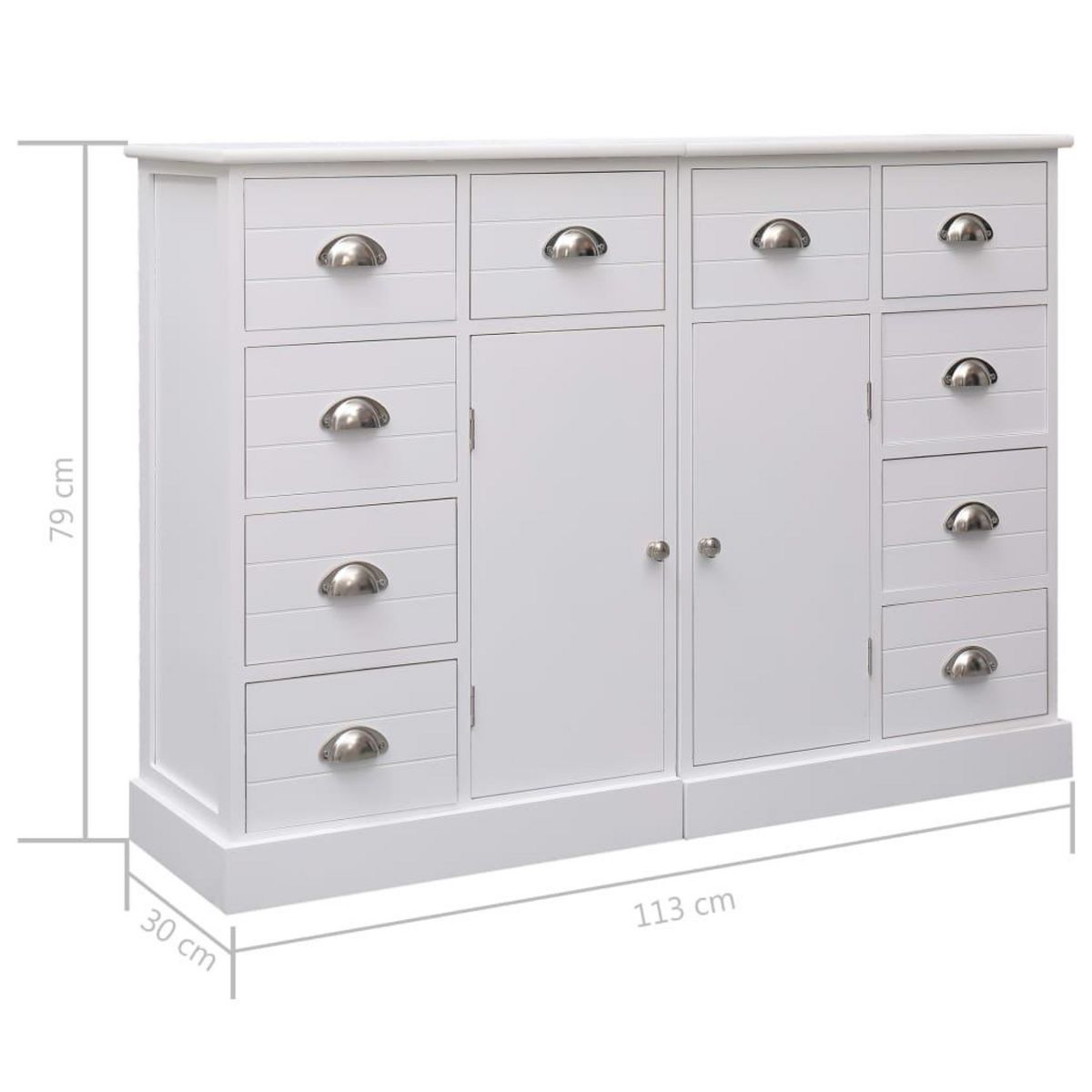 VIDAXL Buffet avec 10 tiroirs Blanc 113x30x79 cm Bois