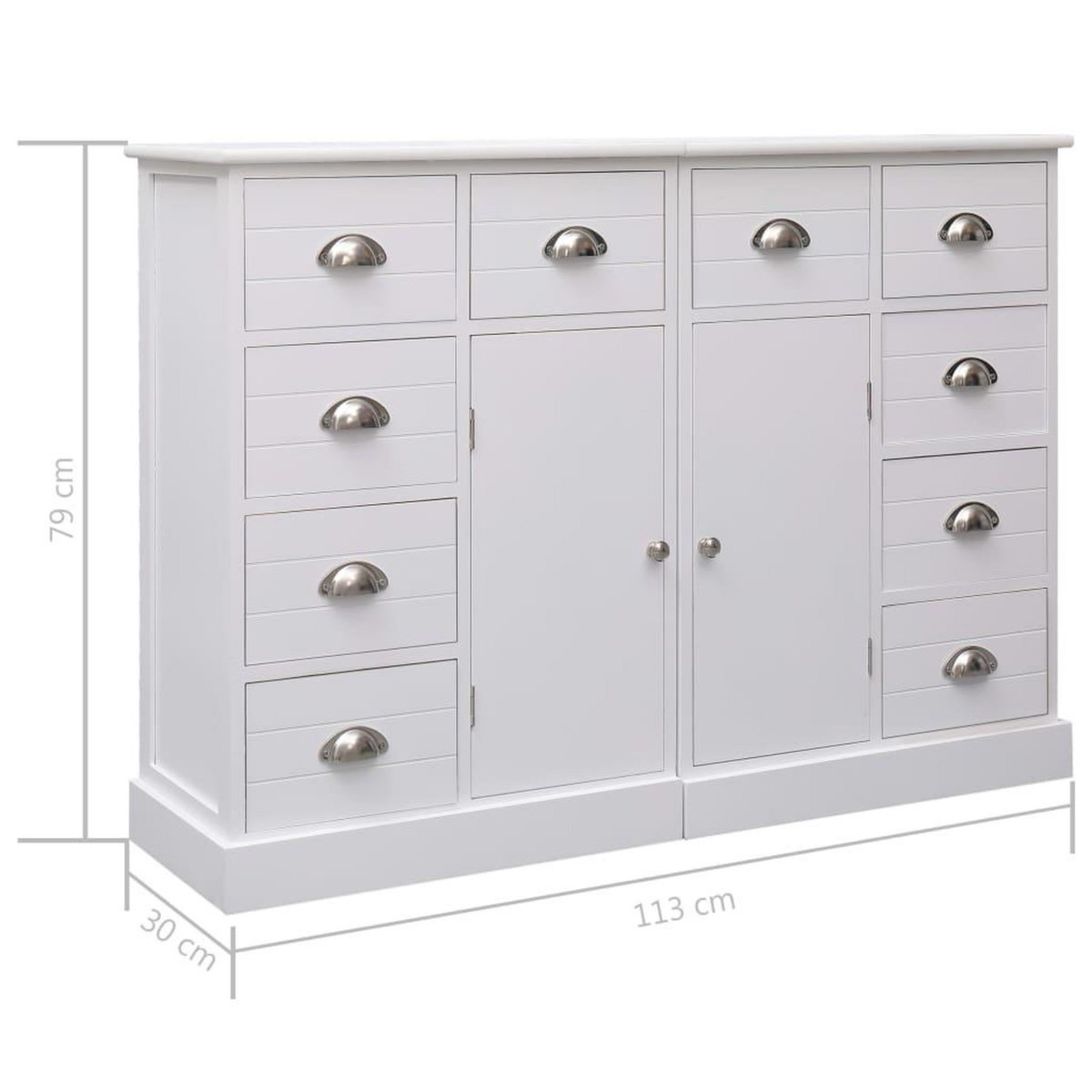 VIDAXL Buffet avec 10 tiroirs Blanc 113x30x79 cm Bois