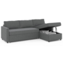 Voir la diapositive 3 : ID MARKET Canapé d'angle convertible NOAH avec méridienne coffre en tissu gris anthracite