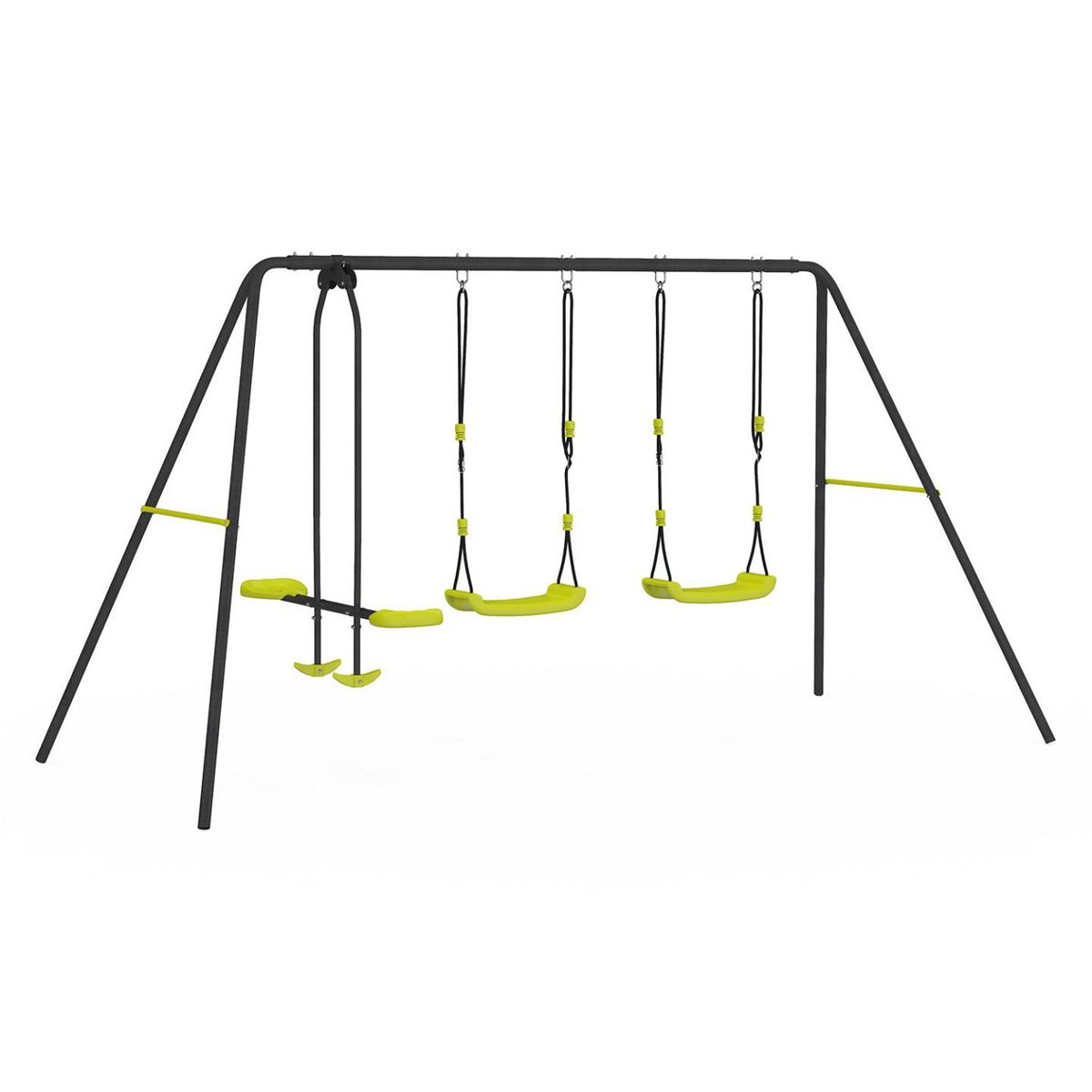 ID MARKET Balançoire 3 agrès portique 2 balançoires et 1 face à face