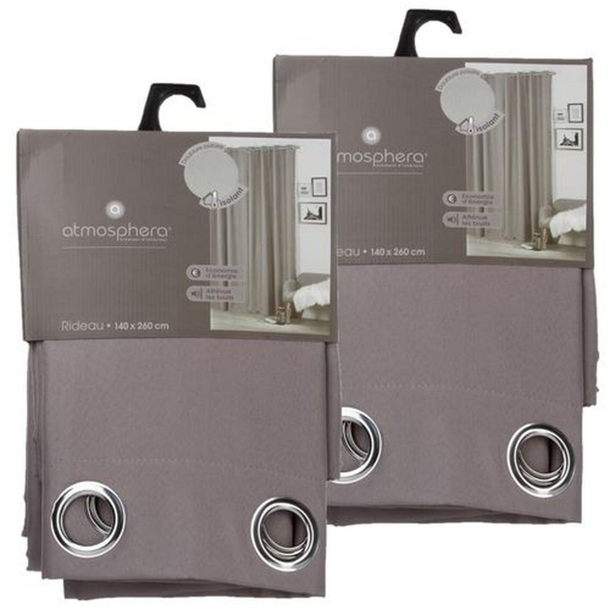 TOILINUX Lot de 2 Rideaux isolants en Polyester