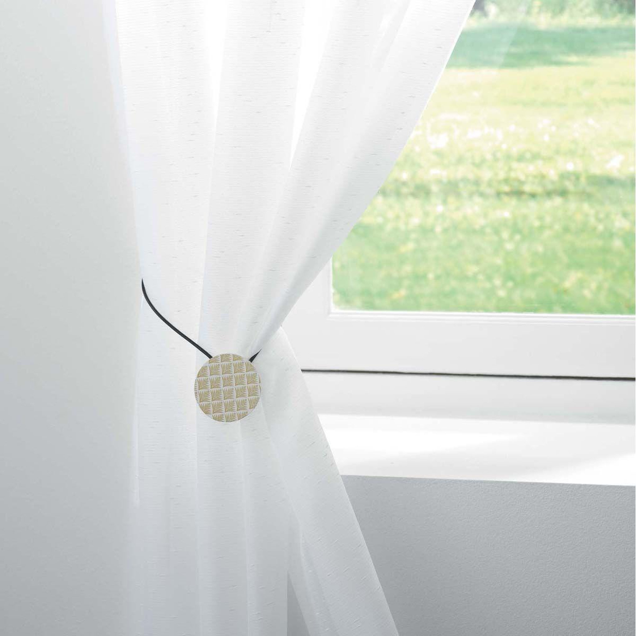 Voir la diapositive 3 : Douceur d'Intérieur Embrasse de rideau aimantée  ondaya  43cm blanc