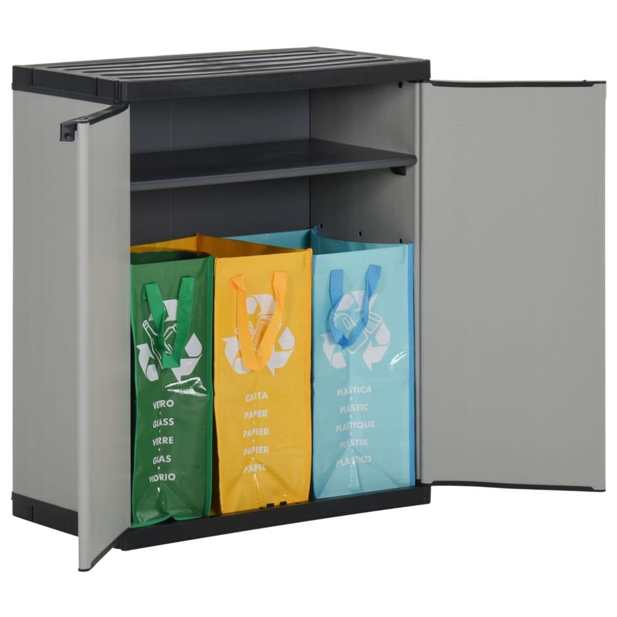 Voir la diapositive 2 : VIDAXL Armoire a dechets de jardin Gris et noir 68x40x85 cm PP
