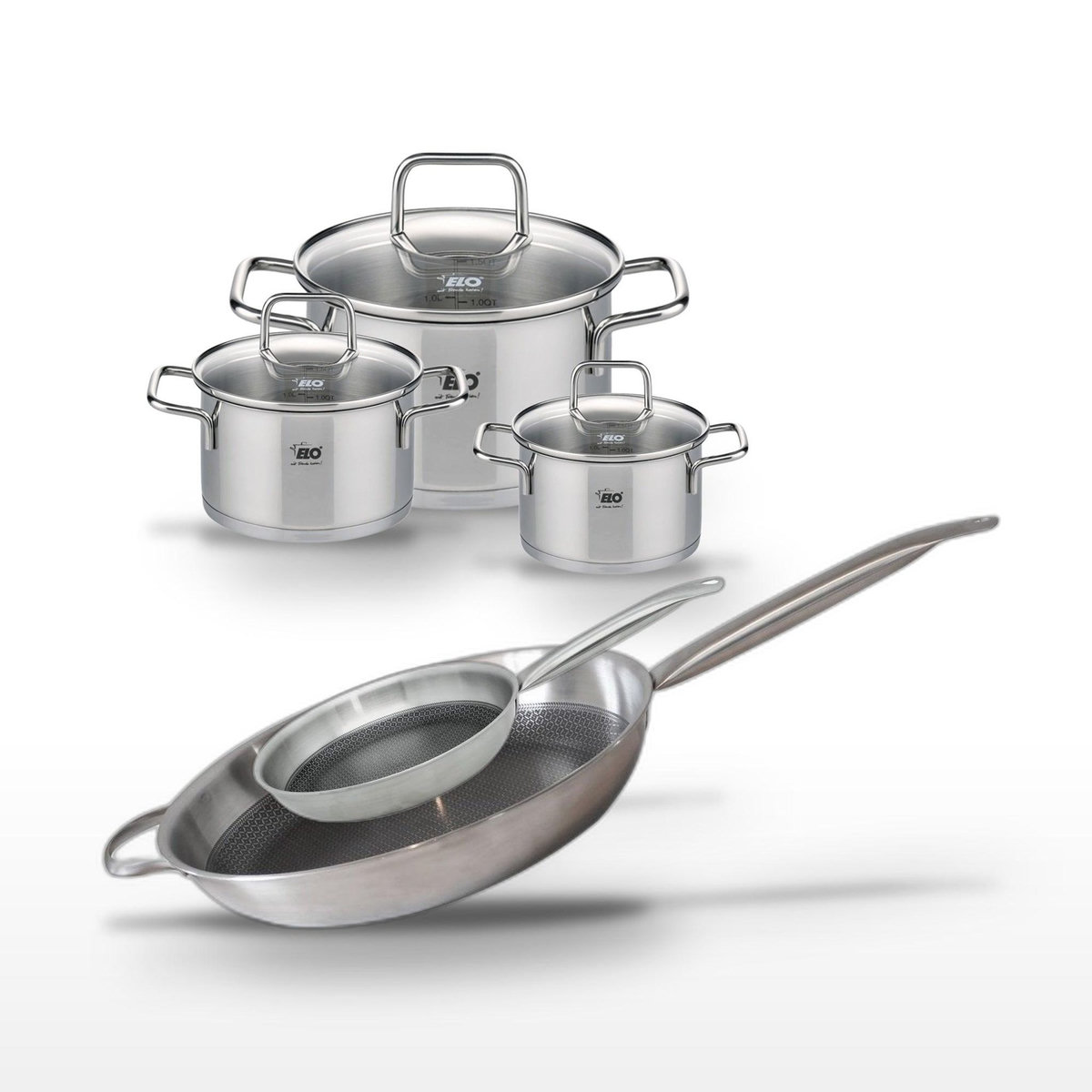 ELO Lot 3 Faitouts Elo Relief Solution 12/14/20cm et 2 Poêles 24/32cm