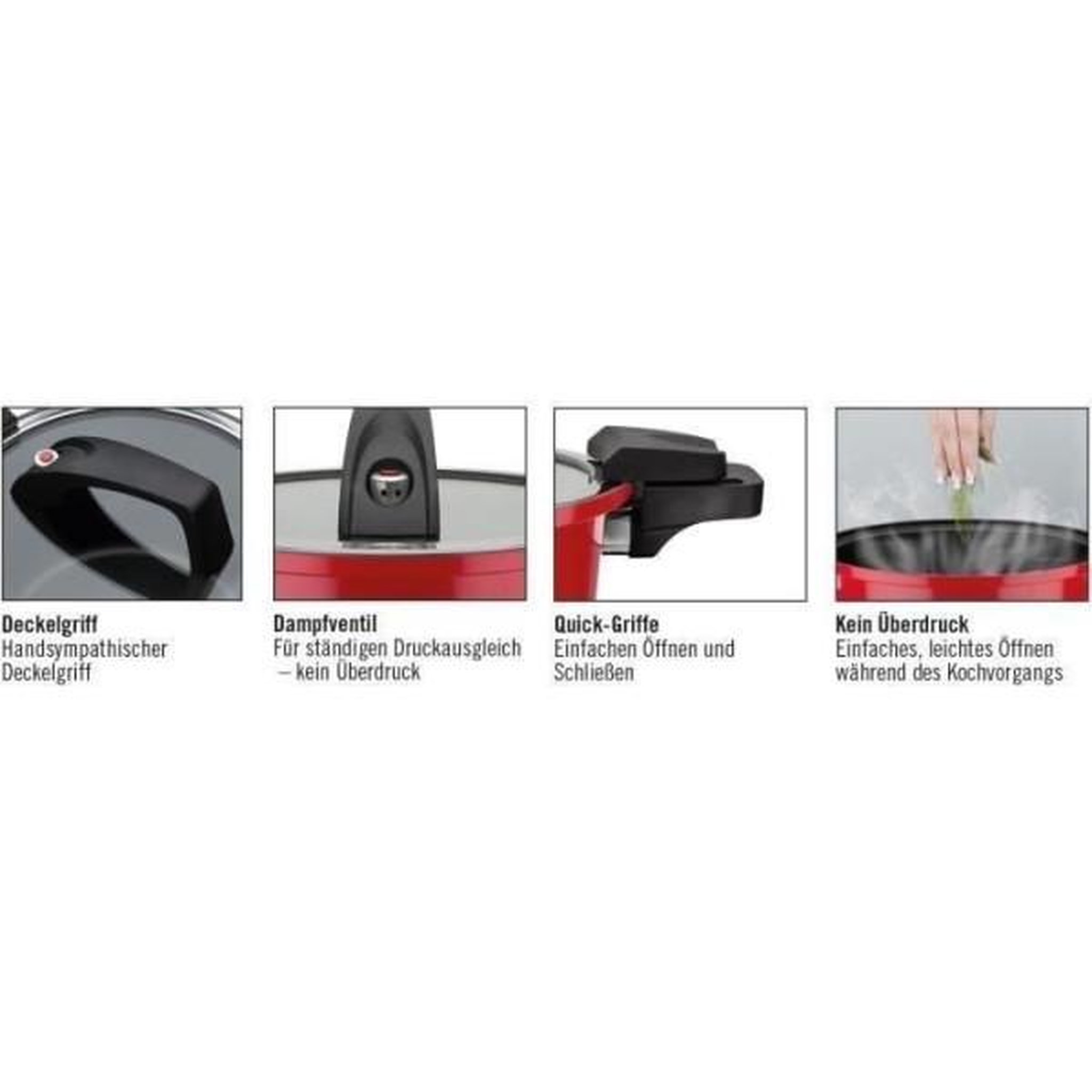 Voir la diapositive 2 : GSW Cuiseur basse pression - GSW - 24 cm - 6 L - Aluminium forgé - Induction - Rouge