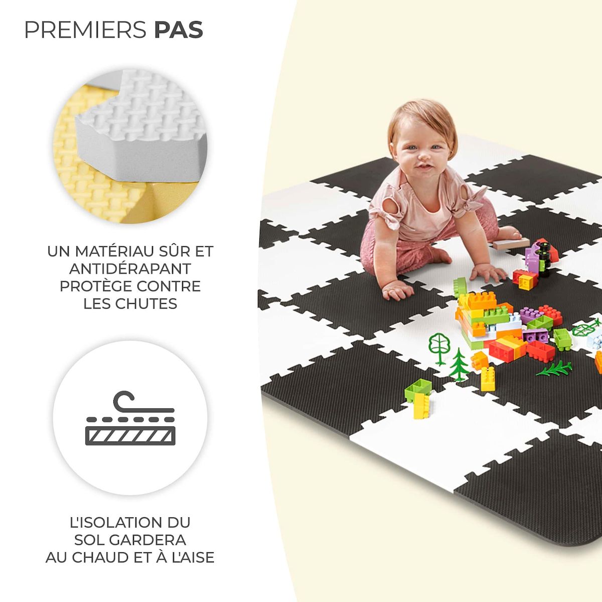 KINDERKRAFT Tapis de jeu puzzle pour enfants - mousse douce et antidérapante