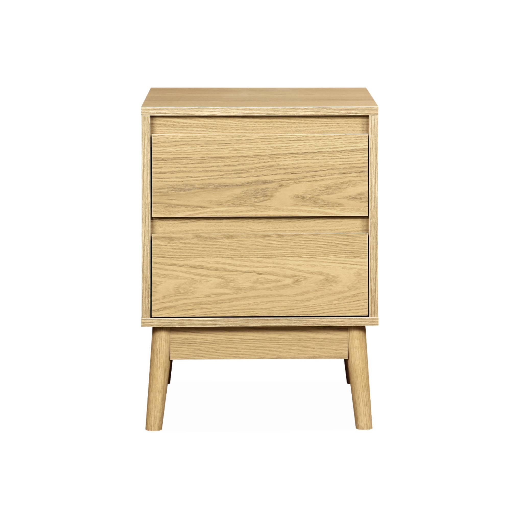 Voir la diapositive 5 : SWEEEK Table de chevet décor bois. deux tiroirs - Dune