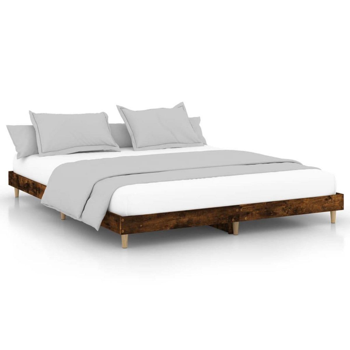 VIDAXL Cadre de lit sans matelas chene fume 200x200 cm bois ingenierie
