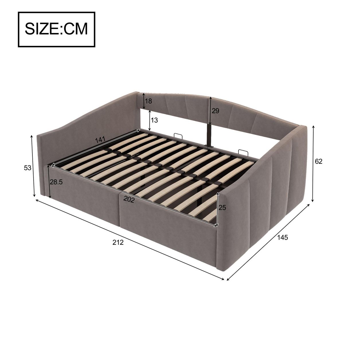 MERAX Lit coffre rembourré