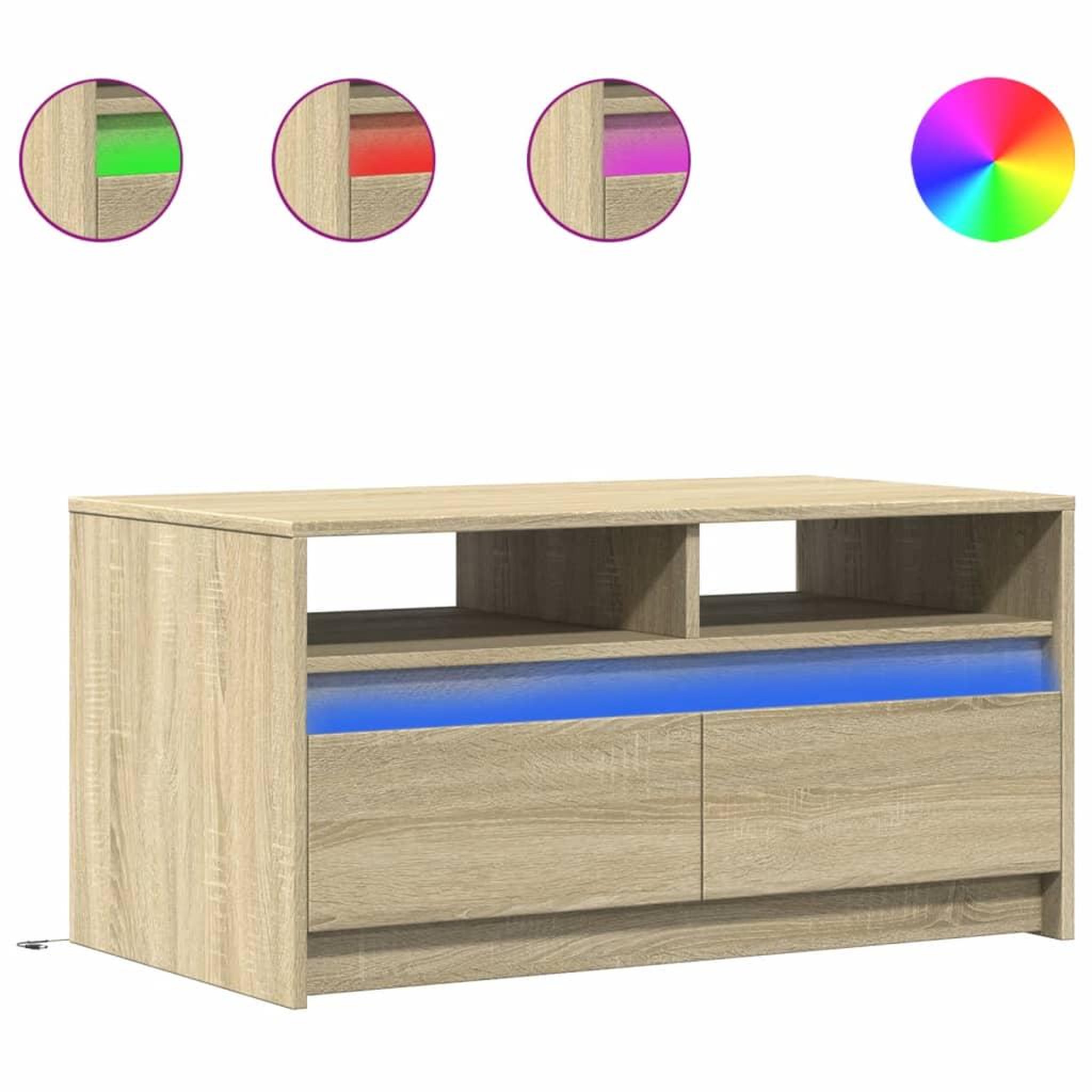 Voir la diapositive 2 : VIDAXL Table basse avec lumieres LED chene sonoma bois d'ingenierie