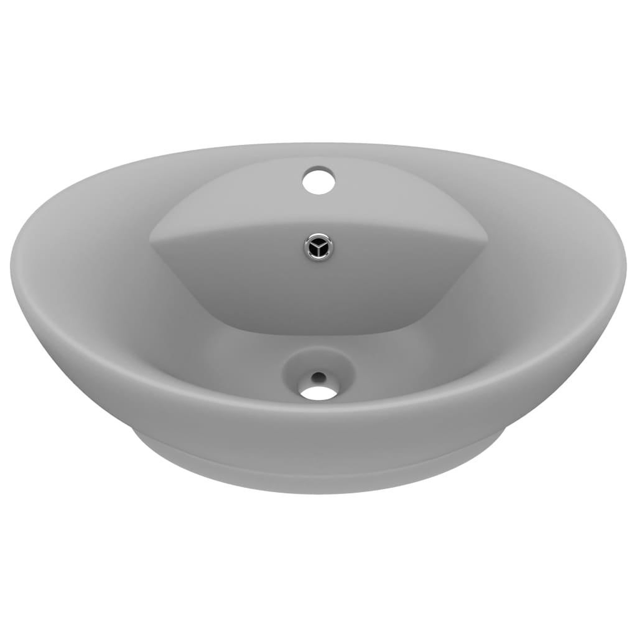 Voir la diapositive 2 : VIDAXL Lavabo ovale a trop-plein Gris clair mat 58,5x39 cm Ceramique