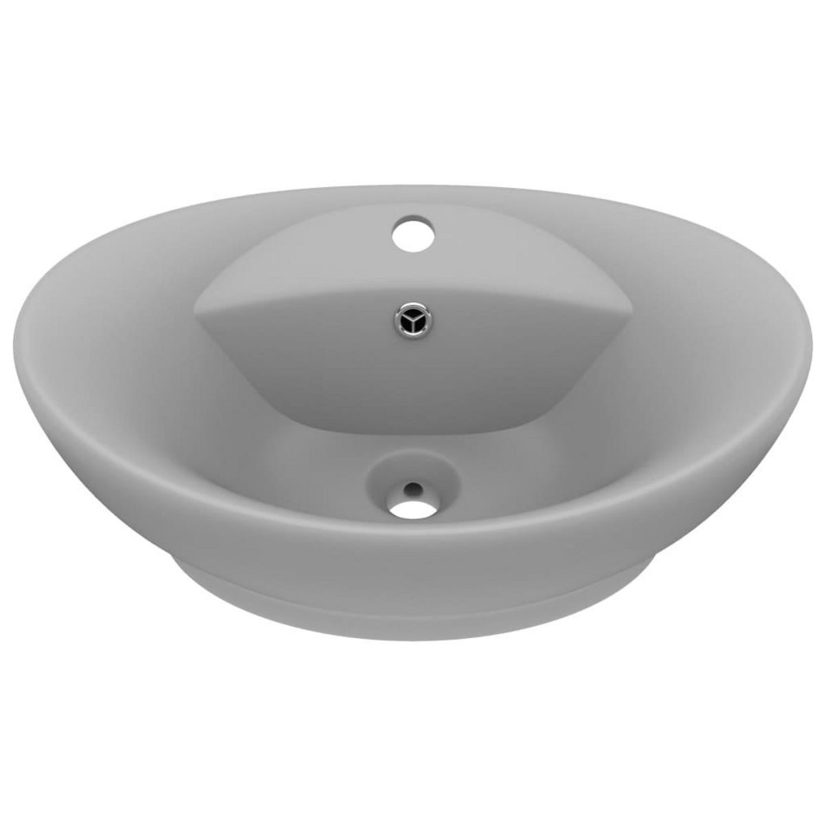VIDAXL Lavabo ovale a trop-plein Gris clair mat 58,5x39 cm Ceramique