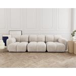 LISA DESIGN Grace - canapé modulable 3 places en velours texturé. Coloris disponibles : Bleu, Gris, Vert, Beige, Violet, Orange