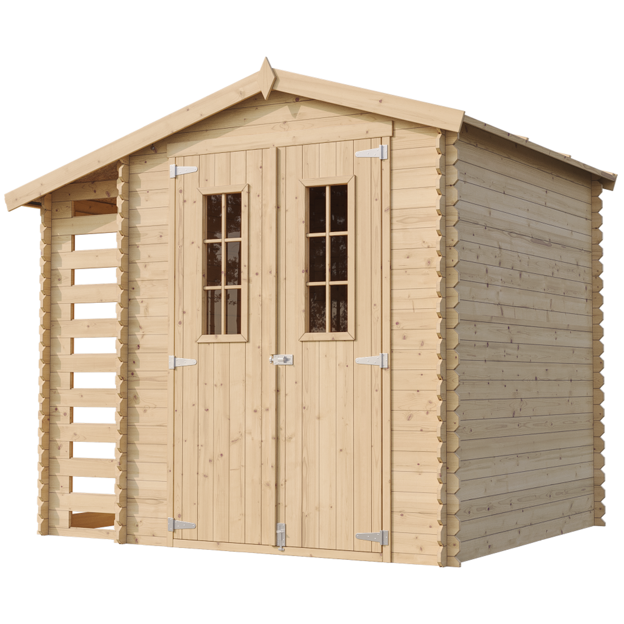 Voir la diapositive 6 : TIMBELA Abri de jardin en bois et range bûches extérieur - 206x272xh218 cm/3,53 + 0,97m2 m386c