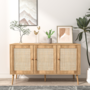 Voir la diapositive 2 : CONCEPT USINE Buffet effet bois et cannage 3 portes 120 cm CANGE