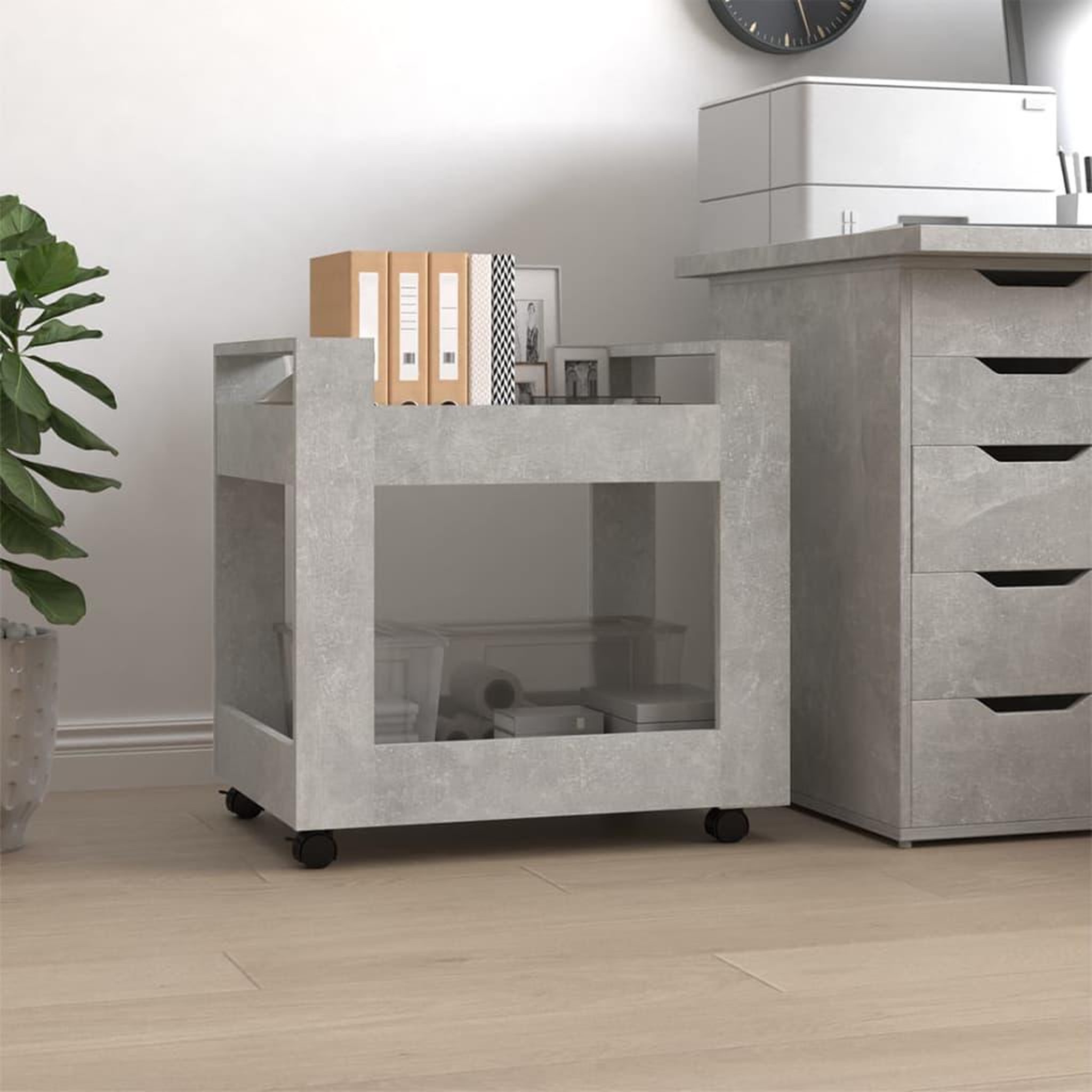 Voir la diapositive 1 : VIDAXL Chariot de bureau Gris beton 60x45x60 cm Bois d'ingenierie